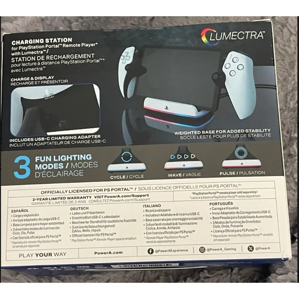 PowerA Lumectra Charging Station for PlayStation Portal PS Portal RGB USB-C
